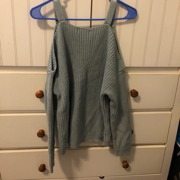 Teal Pacsun cutout shoulder sweater - Picture 3 of 3